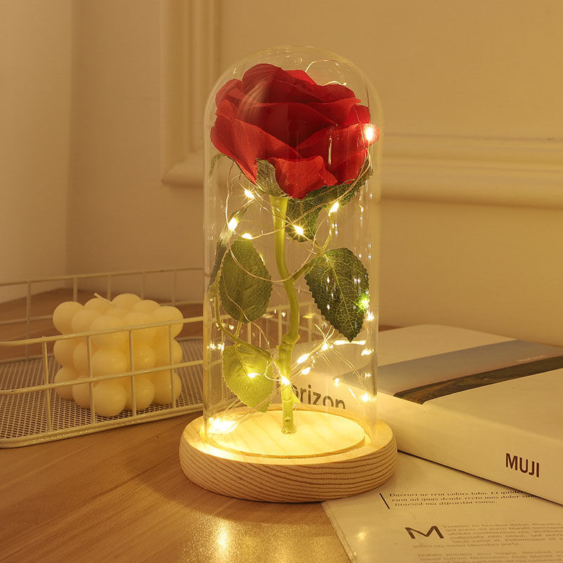枯れない花 造花 バラ 枯れない花 造花 薔薇 ガラスドーム LEDライト付き プレゼント