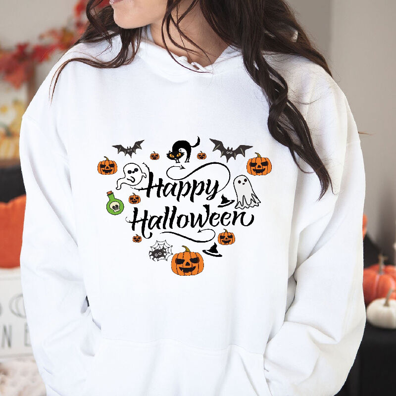 Unique Design Hoodie with Scary Bat Pattern Best Halloween Present
