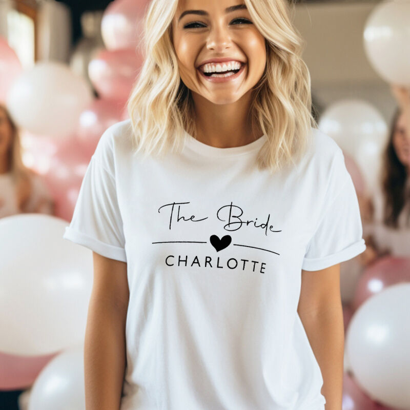 Personalisiertes T-Shirt Braut Spaß mit benutzerdefinierten Namen Brautparty Geschenk für Freunde