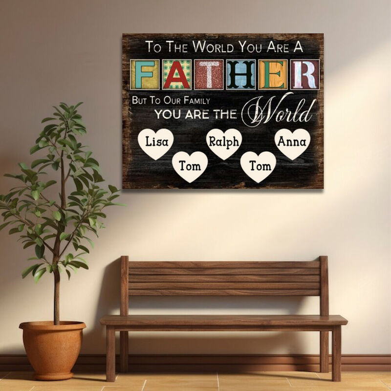 Personalized Name Canvas Wall Art Interesting Gift for Best Father