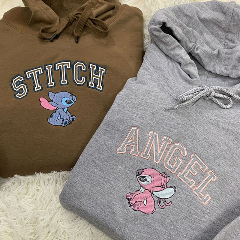 Sudadera con capucha bordada de dibujos animados y diseño de ángeles Regalo perfecto para parejas