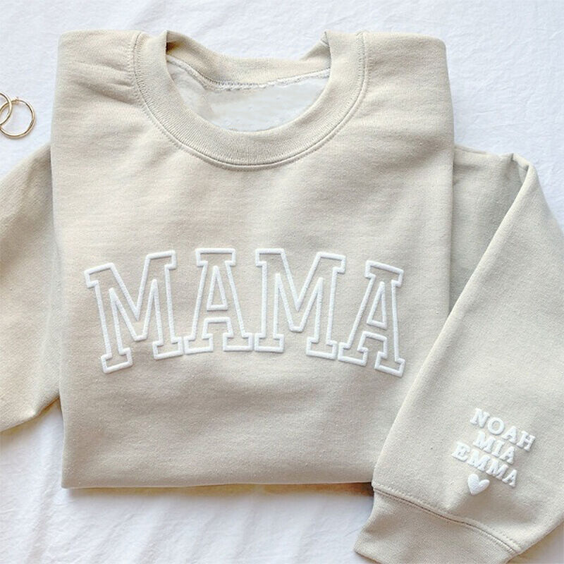 Personalized Sweatshirt Custom 3D Text Mother's Day Gift