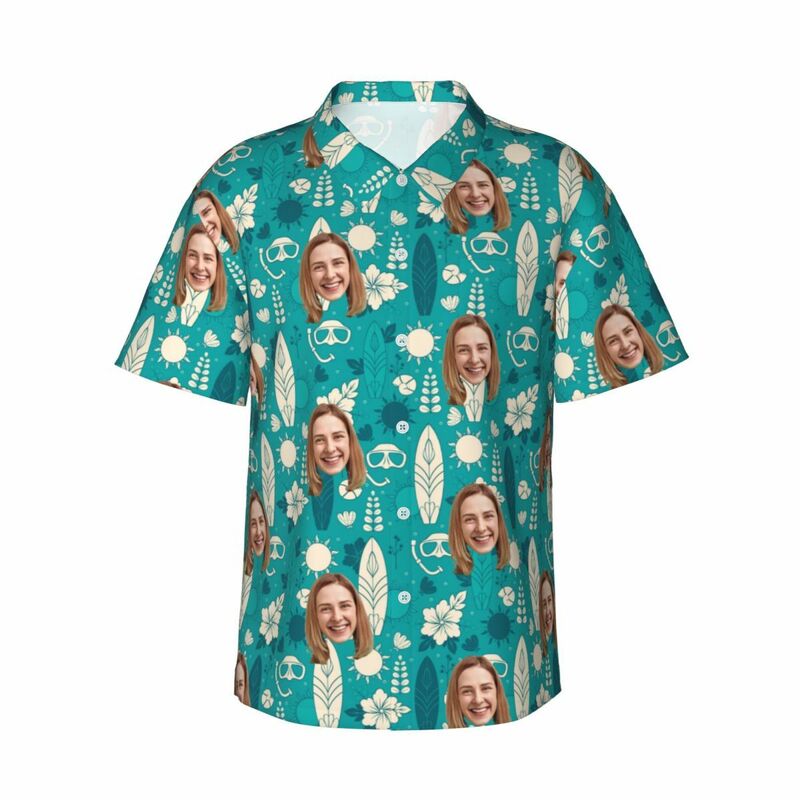 Personalisierte Hawaii-Hemden mit Gesichtsfoto Casual Shirts für Ihn