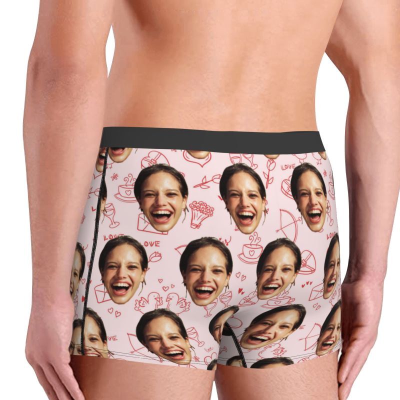 Boxer personnalisé avec photo pour homme avec motif enveloppe, cadeau idéal pour mari