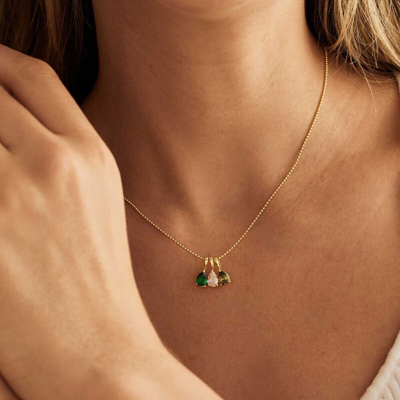 Collier personnalisé avec pierre de naissance en forme de goutte pour amis, couple, famille, cadeau d'anniversaire pour elle