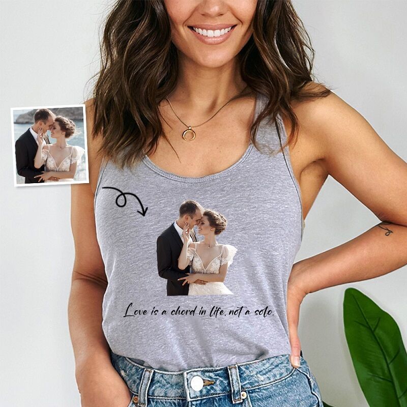 Personalized Tank Top Custom Photo Figure with Love Words Design Perfect Gift for Family
