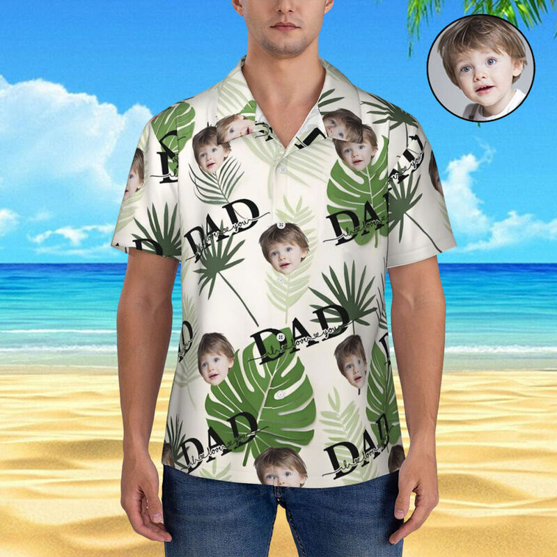 Personalized Hawaiian Shirts Custom Made with Kid Photo Casual Tops Holiday Gifts for Dad