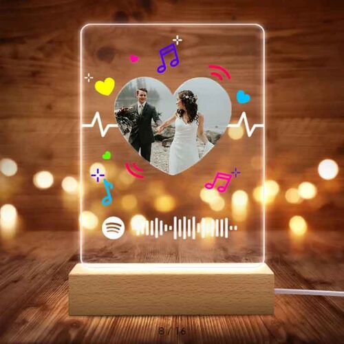 Personalisierte Spotify Plaque Song und Foto Lampe Personalisiertes Geschenk für Paar