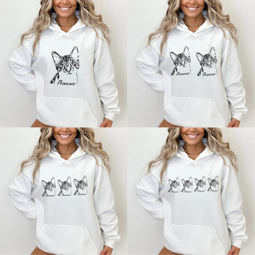 Personalized Hoodie with Custom Pet Sketch Picture and Name for Pet-loving Mom