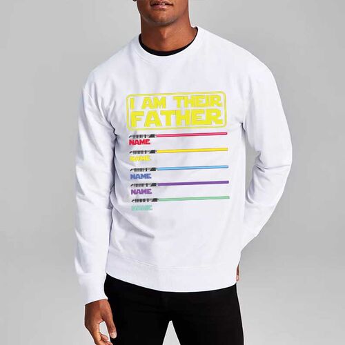 Personalized Sweatshirt with Custom Name Coloful Lightsaber Pattern for Dear Father