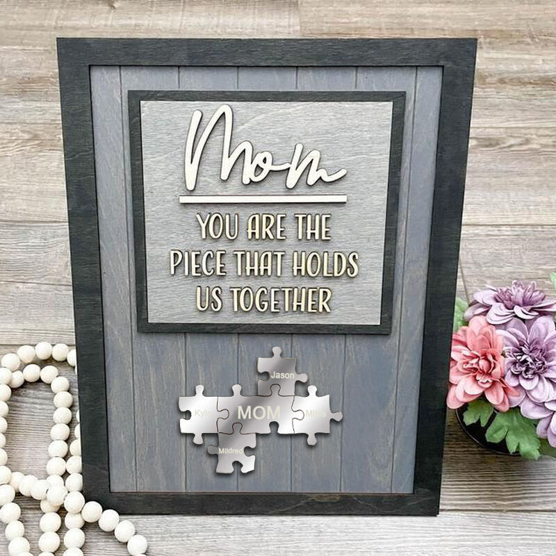 Personalized Silver Name Puzzle Gray Frame for Mother's Day Gift