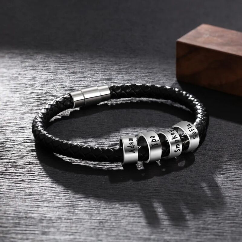 Personalized Simple Braided Rope Men's Bracelet Custom Family Name