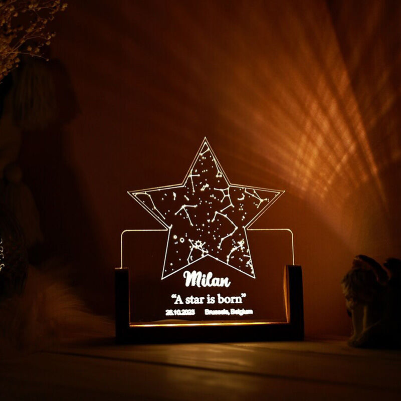 Personalized Star Map Night Light Unique Shaped Best Gift for Birthday