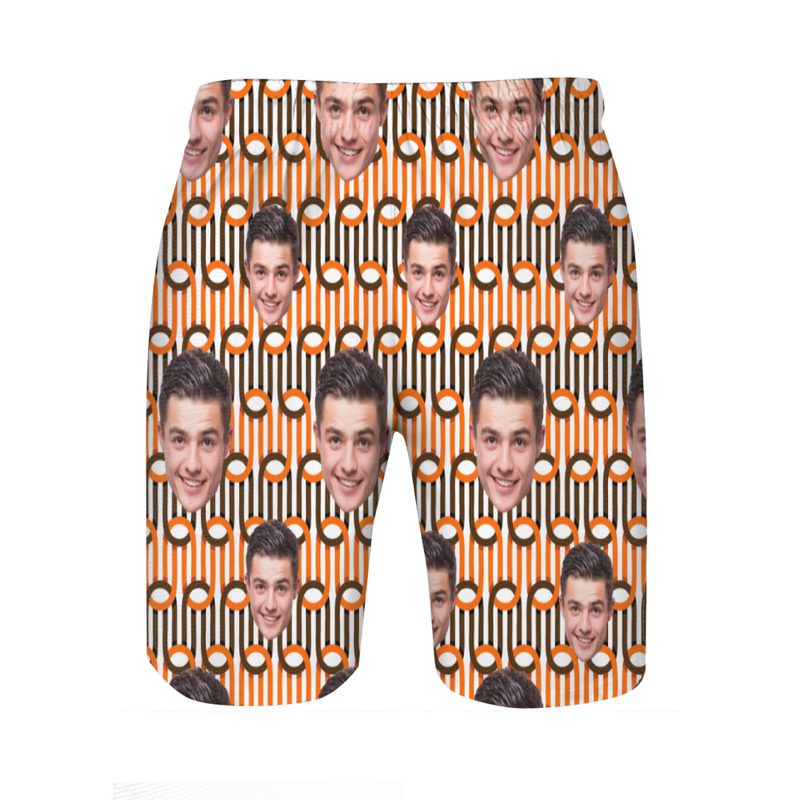 Personalized Picture Men's Beach Shorts with Special Line Design Creative Gift for Brother