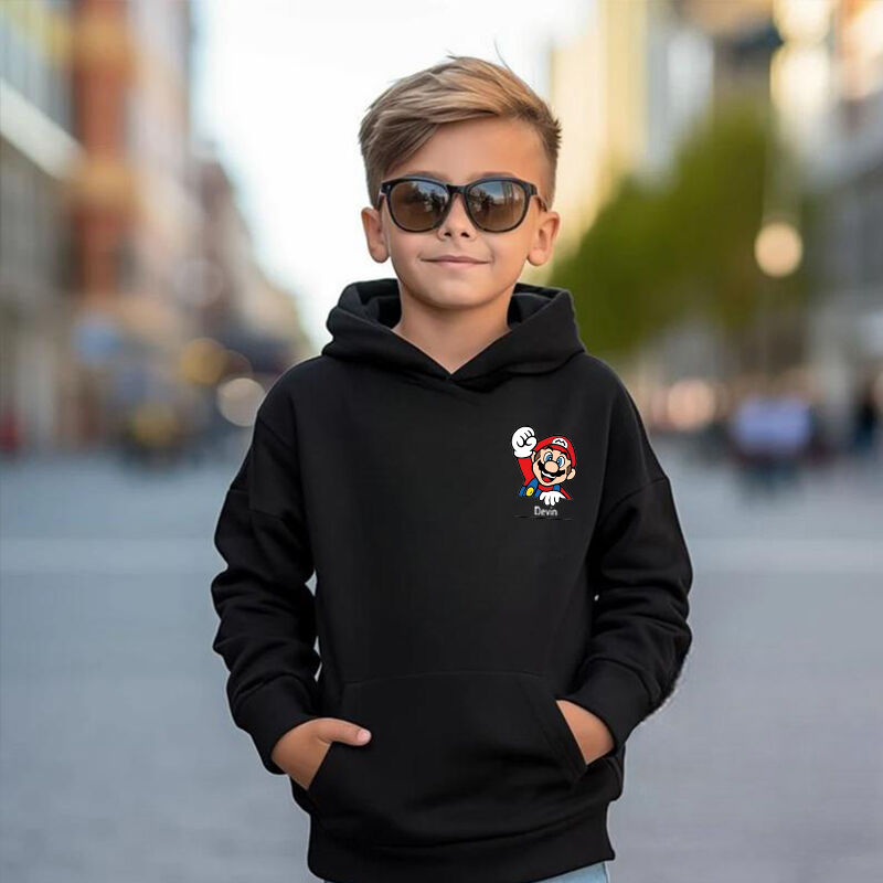 Personalisierter Kinder-Kapuzenpullover mit individuellem Namen und niedlichem Anime-Muster Kindergeschenke