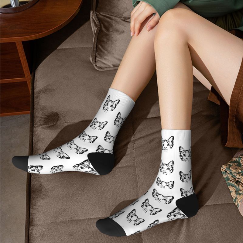 Chaussettes personnalisées pour animaux de compagnie, style croquis, cadeau minimaliste pour les propriétaires d'animaux de compagnie