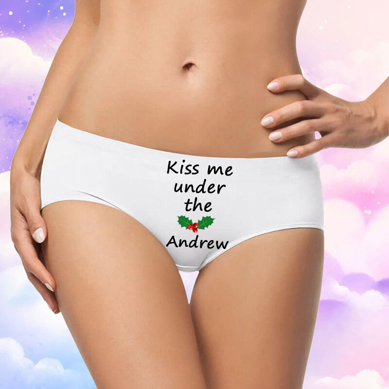 Personalized Name Women's Underwear Cute Gift for Valentine's Day "Kiss Me"