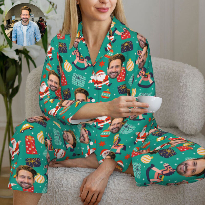 Pyjama personnalisé avec photo personnalisée Père Noël Hobbyhorse, motif mignon, cadeau pour la famille