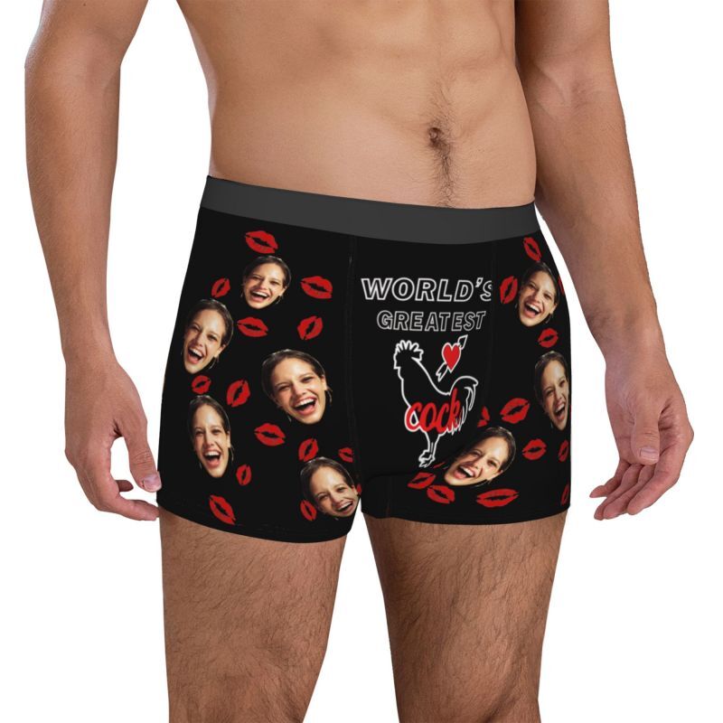 Personalisierte Foto-Männer-Unterwäsche Boxer Shorts Kreatives Geschenk für ihn "Weltgrößter Hahn"