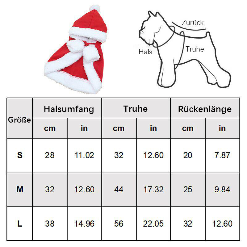 Personalisiertes Pet-Kostüm Kleines Rot-Kappe-Umhänge-Design Niedliches Weihnachtsgeschenk für Tierliebhaber