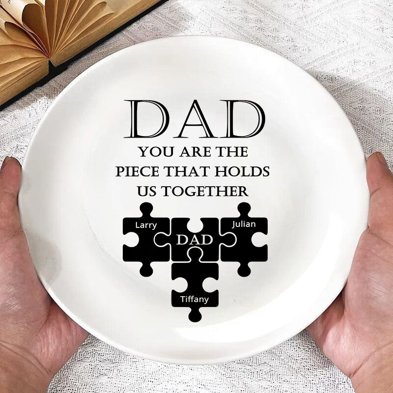 Personalized Name Puzzles Plate Creative Gift for Father's Day