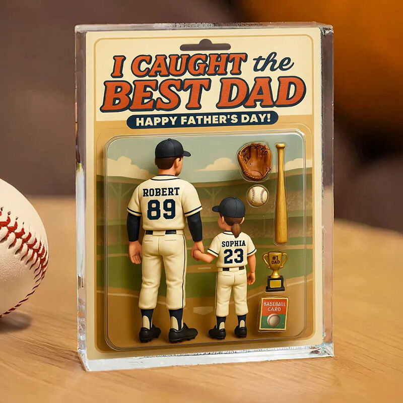 Personalized Name Acrylic Plaque with Baseball Pattern Cool Gift for Father