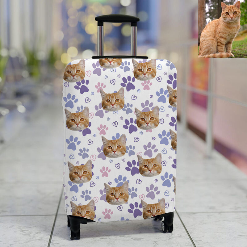 Personalized Luggage Cover with Custom Head Photo Fun Gift for Pet Owners