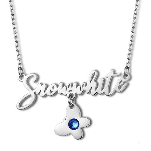 Name Necklace with Birthstone & Butterfly