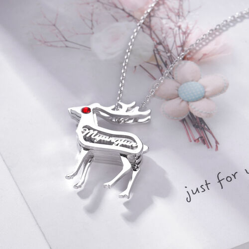 Deer Personalized Necklace with Birthstone