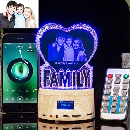 Altavoz bluetooth de lámpara de cristal con foto personalizada - FAMILY