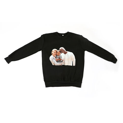 "Happy Family" Custom Photo Sweatshirt Black.