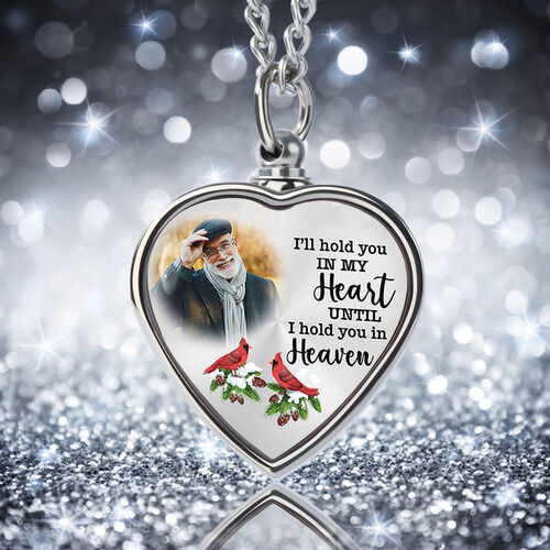 "Hold You in My Heart Till Hold You in Heaven" Personalisierte Foto Gedenk Urne Halskette