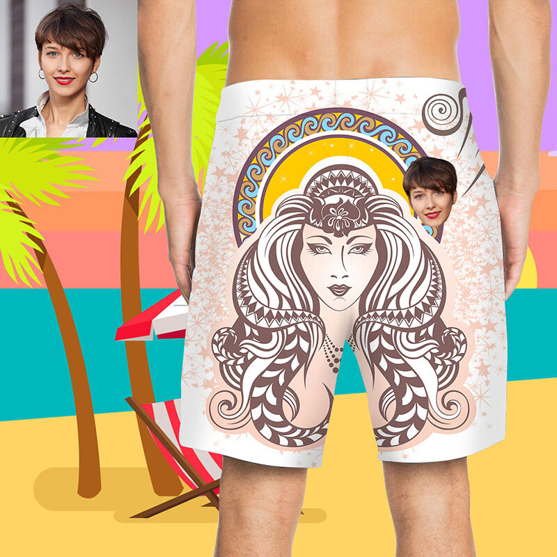 Custom Face Goddess Men's Beach Shorts