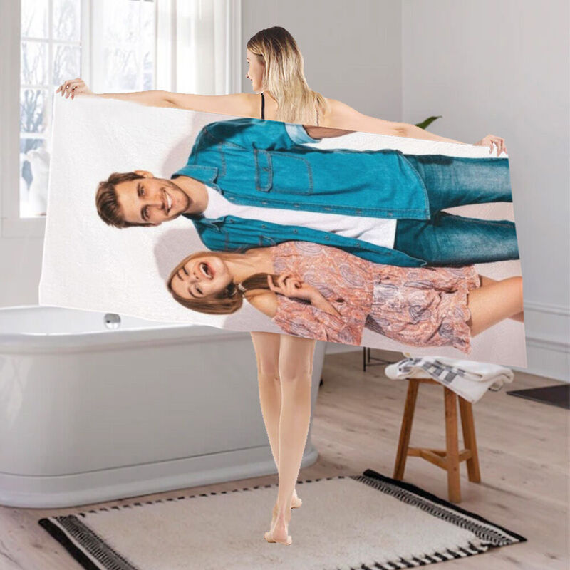 Serviette de bain avec photo personnalisée Cadeau idéal pour les couples