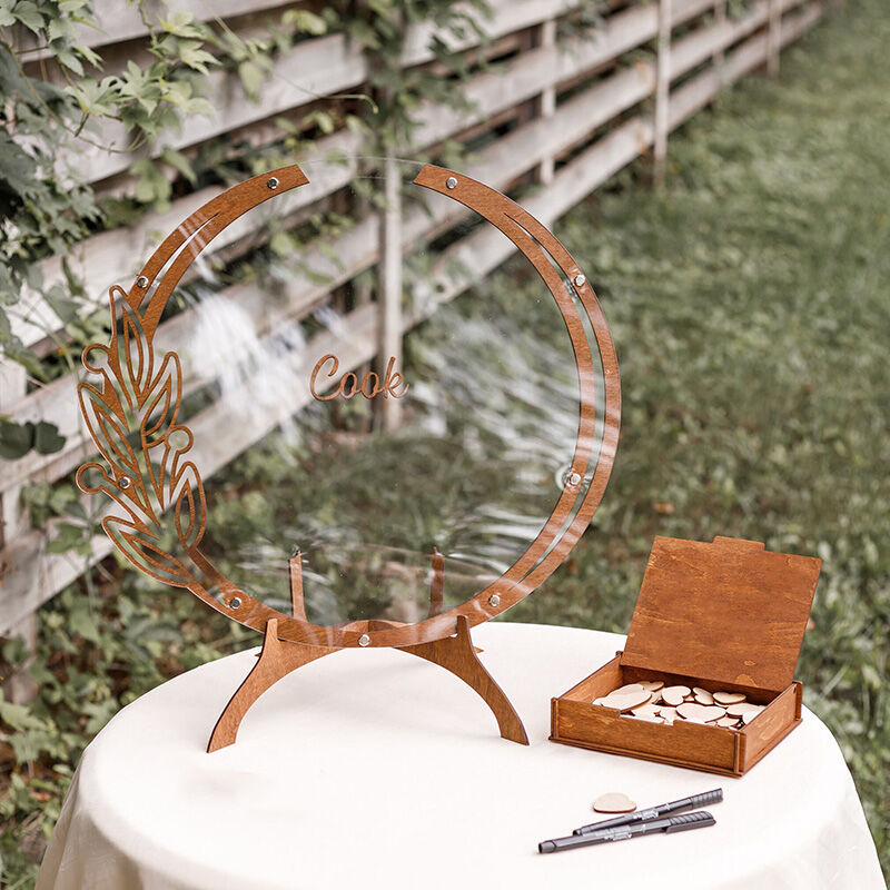 Libro De Invitados De Boda Redondo Personalizado Con Inserciones En Forma De Corazón Para Regalos De Boda