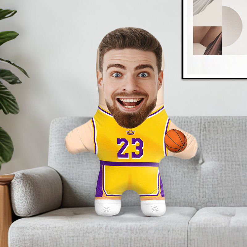 Oreiller photo personnalisé Oreiller visage LA Basketball Cadeau pour les fans de basket-ball