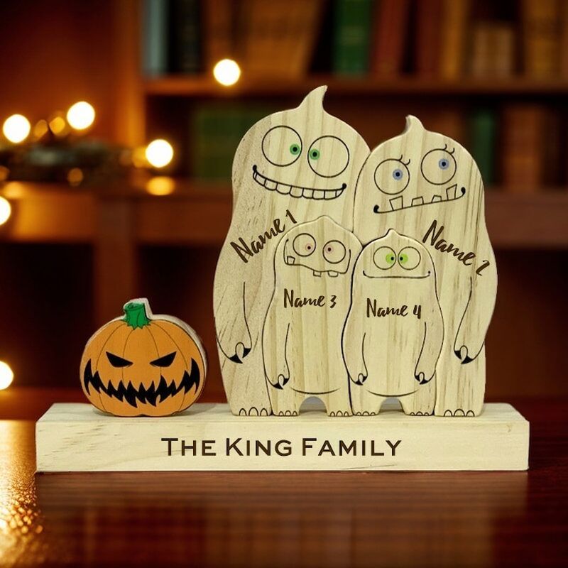Personalized Wooden Ghost Family Puzzle Memorial Halloween Gift