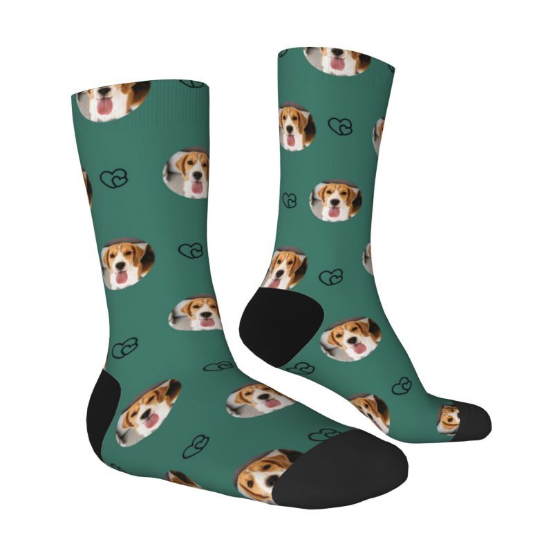 Personalized Face Socks with Line Heart Pattern Gift for Pet Owners