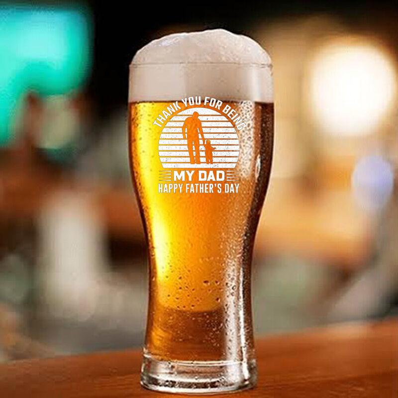 Personalized Nickname Beer Glass with Father And Son Silhouette Pattern Warm Gift for Daddy