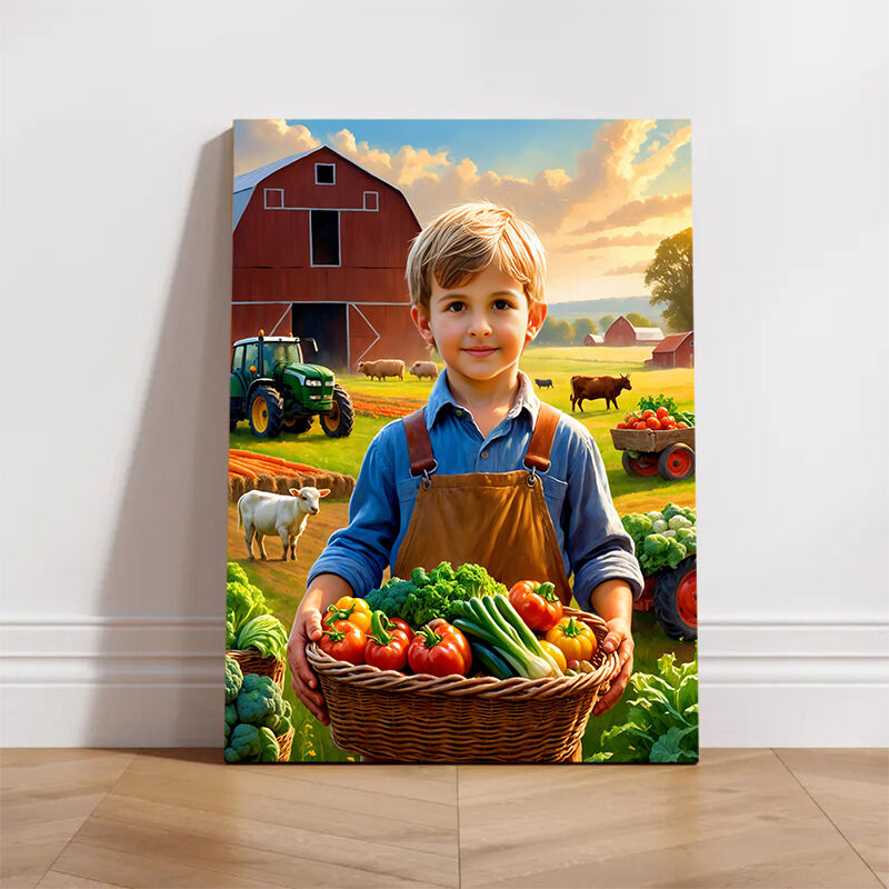 Personalized Farmer Portraits with Custom Face Swap Unique Gift for Kids
