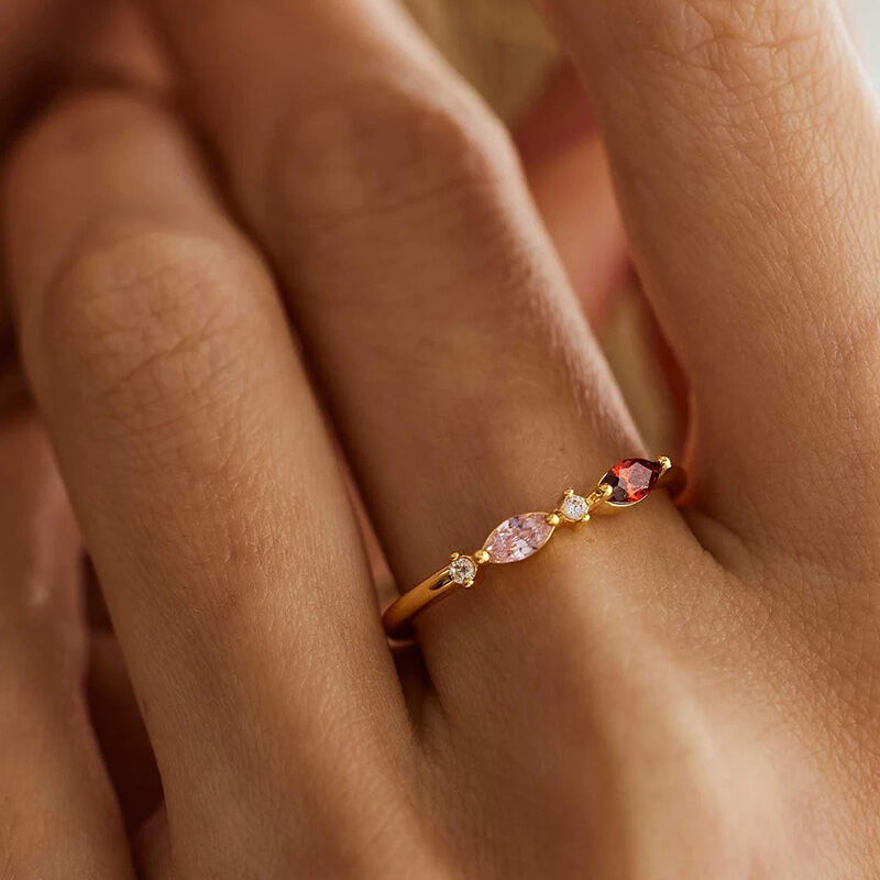 Gepersonaliseerde Verjaardagsteen Ring Eenvoudig Cadeau voor Moederdag