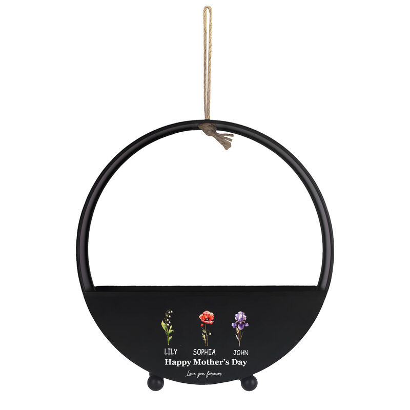 Personligt namn Smidesjärn blomkruka med anpassade födelsedagsblommor Enkel present till mamma