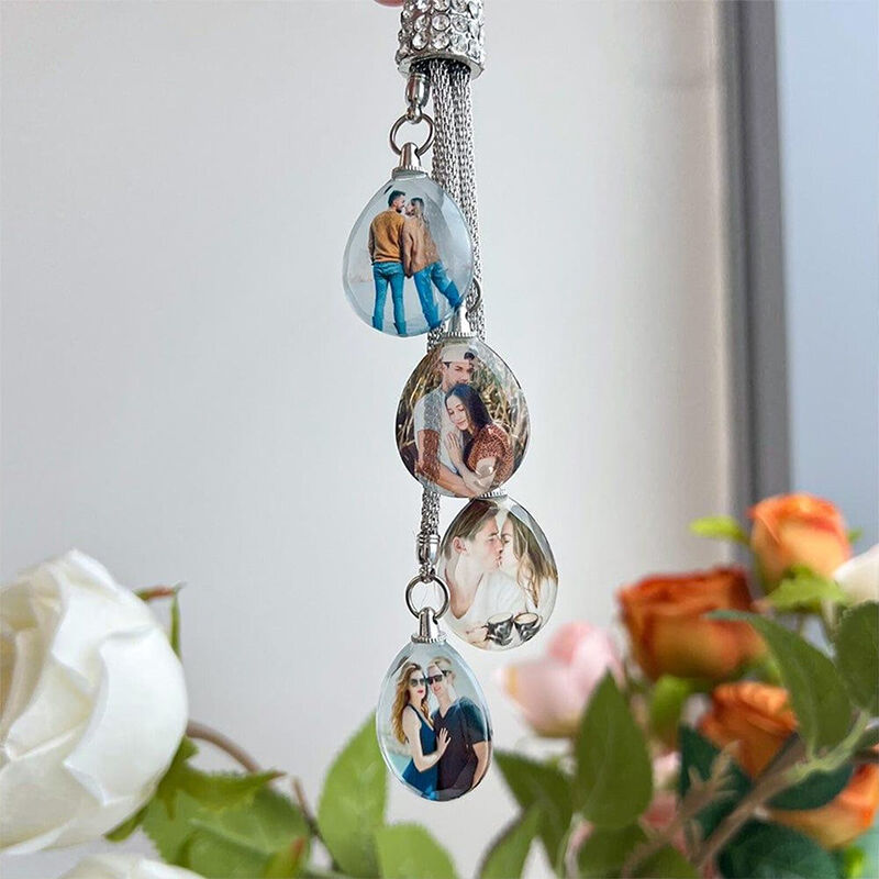 Personalized Crystal Photo Pendant Crystal Swan Car Ornament Birthday Gift for Her