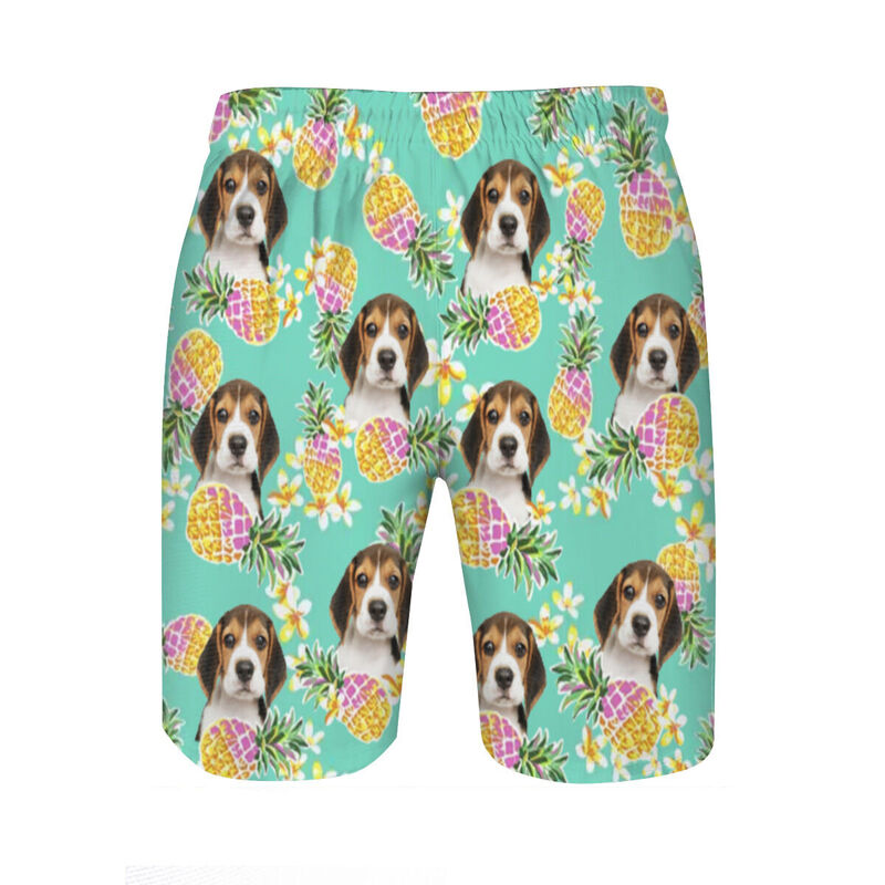 Personalized Picture Men's Beach Shorts with Pineapple Pattern Nice Gift for Family