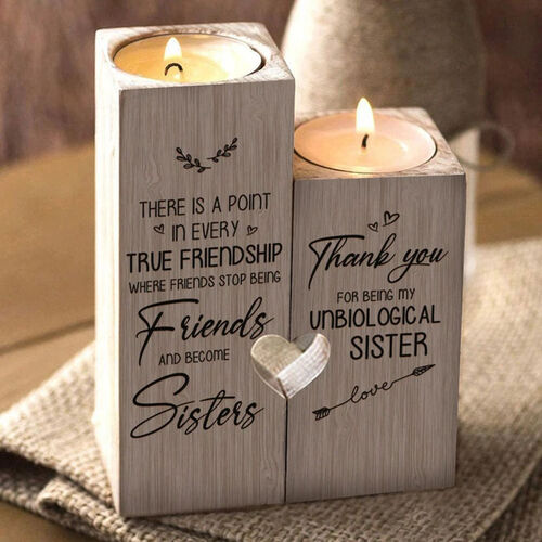 "Thank You for Being My Non-biological Sister Where Friends Stop Being Friends"Candle Holder for My Bestie