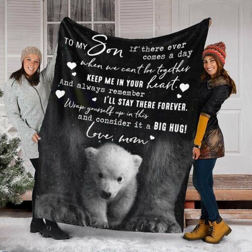 Personalized Love Letter Blanket to Dearest Son from Mom with Bear Pattern