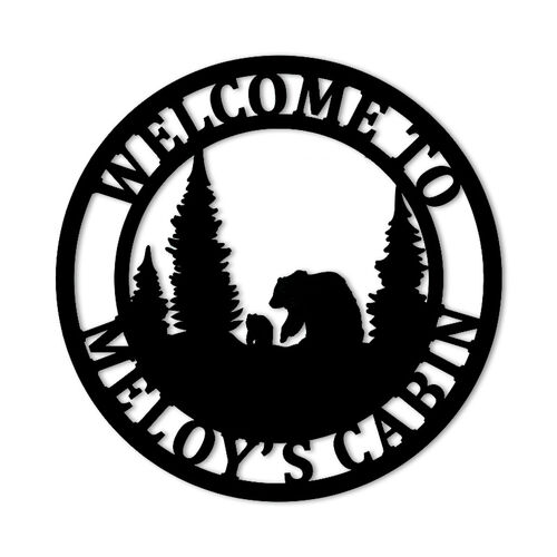 Enseigne en bois "Ours dans la forêt" personnalisée