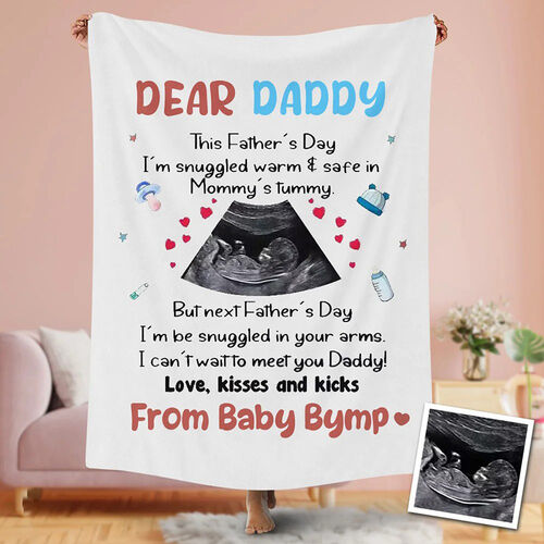 Personalized Name And Picture Blanket Amazing Father's Day Gift "I'm Snugglied Warm"