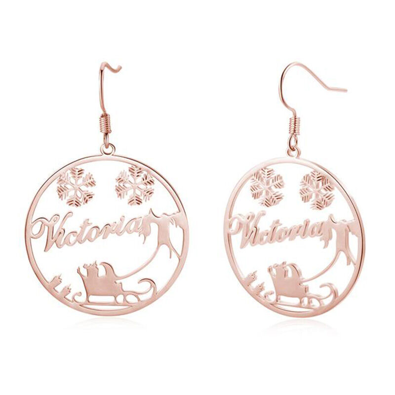 "Flying Snowflakes" Personalized Name Earrings