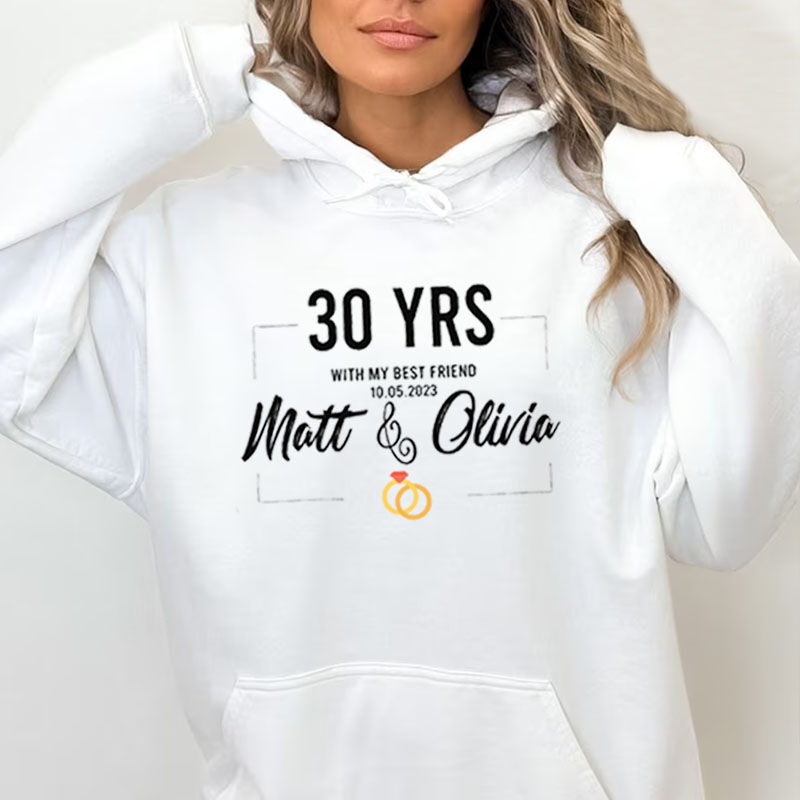 Personalized Hoodie with Custom Name and Date Unique Anniversary Design for Best Wife